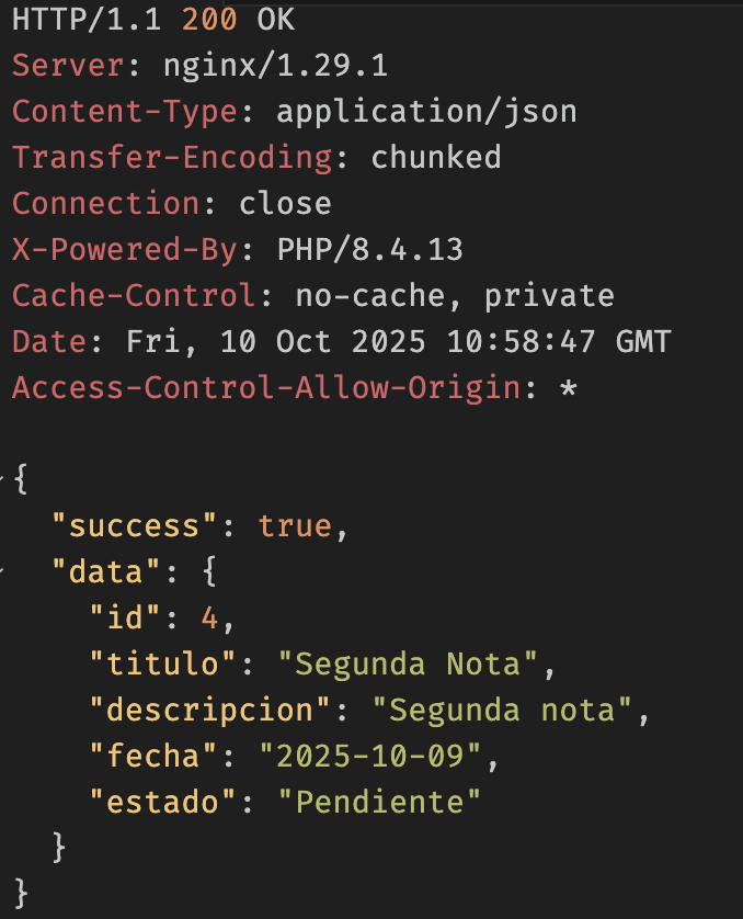 Respuesta GET ID con NoteResource