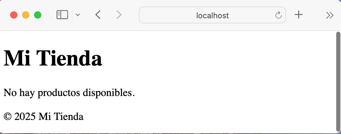 Vista de productos sin datos