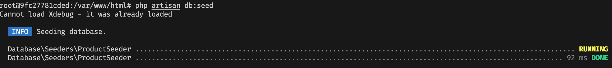 Vista de productos con datos