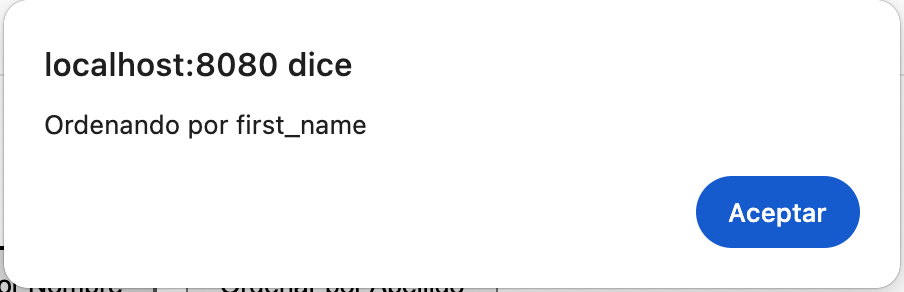 Vista del mensaje de ordenación