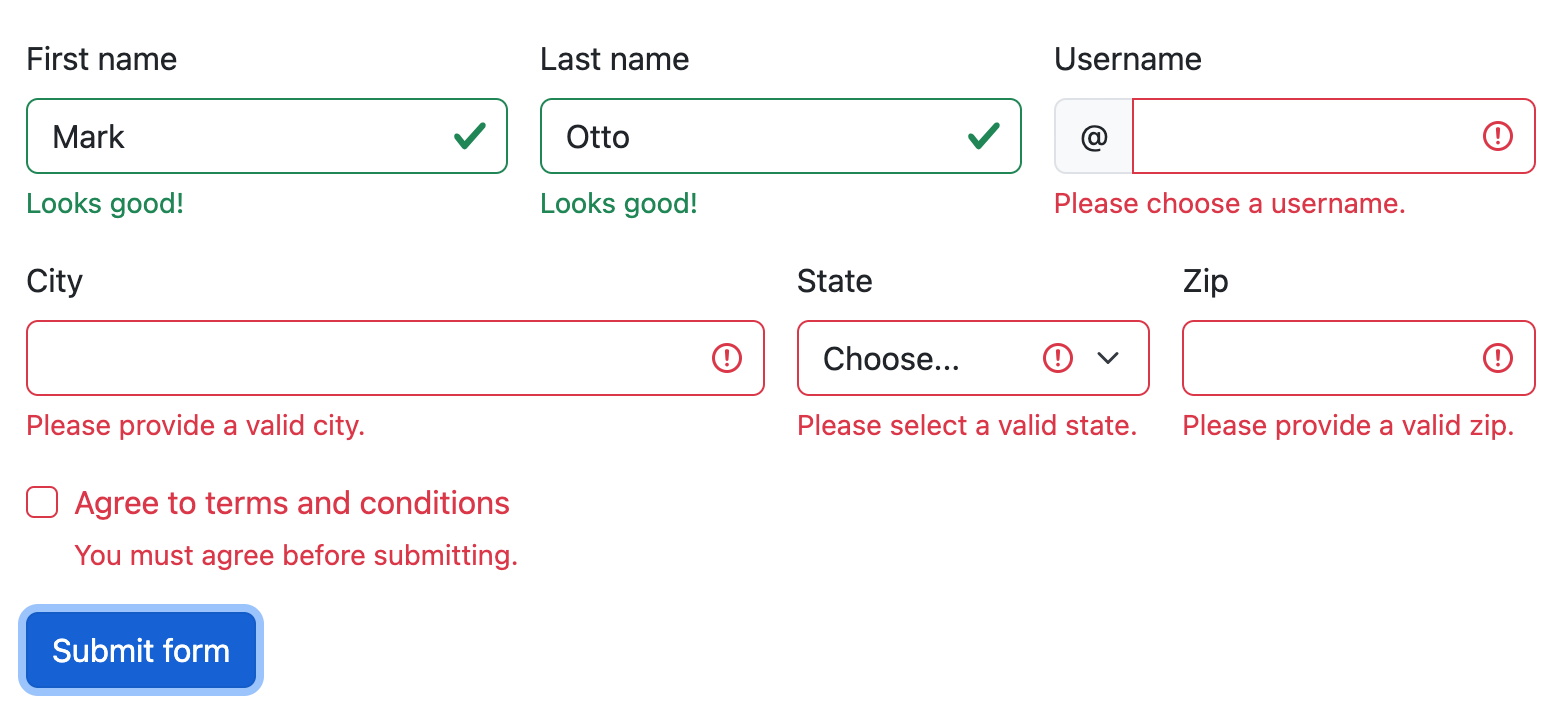 Formulario post-validación