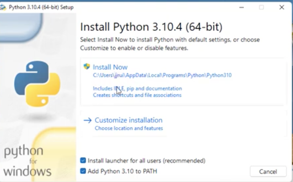 Imagen instalación en Windows