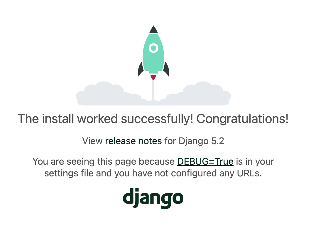 Página de bienvenida de Django
