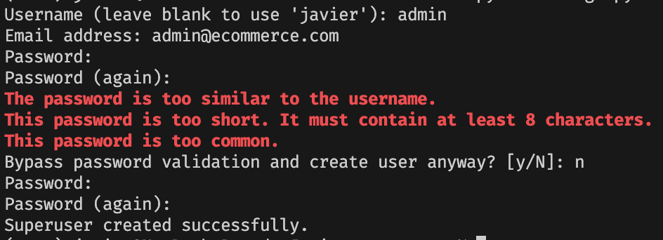 Creación de Superusuario
